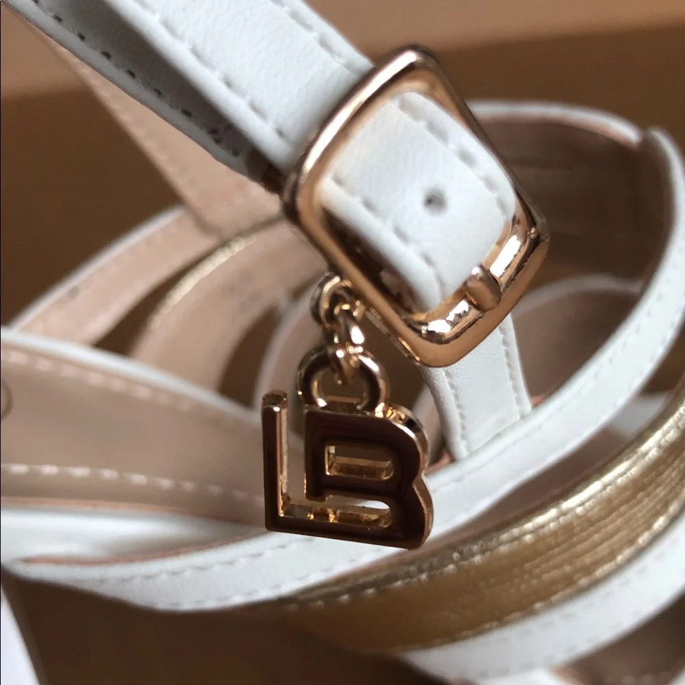 Laura Biagiotti NEW Ivory and Gold Sandals Size 38